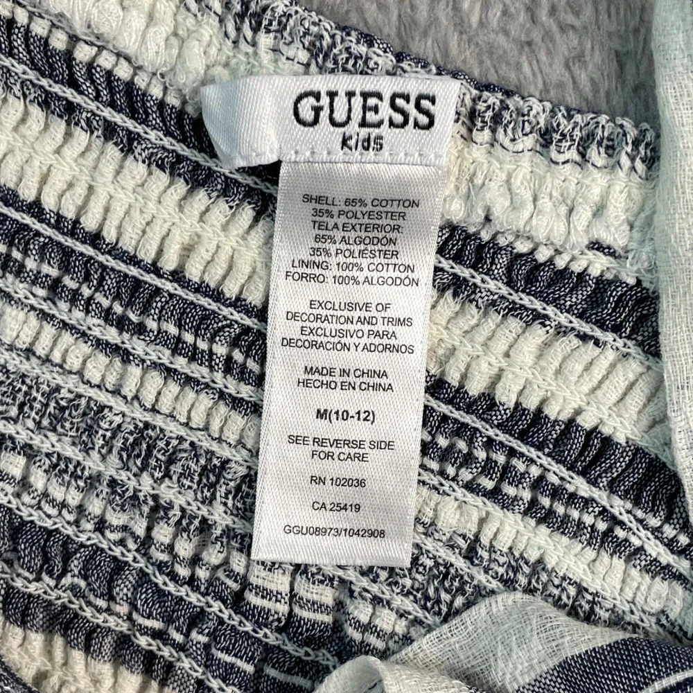 Guess‎ Kids Dress Girls M 10-12 Gray White Plaid Smocked Cargo Sundress